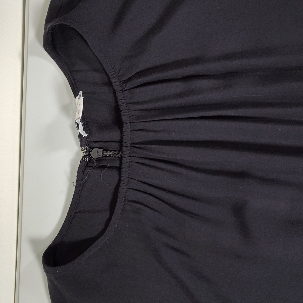 J. Crew Puff-Sleeve Tiered Midi Dress Black S - Picture 7 of 11